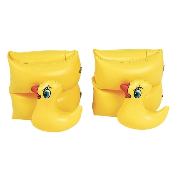 Set of 2 Yellow Funny Duckie Inflatable Swimming Pool Arm Floats for Kids 3-6 Years