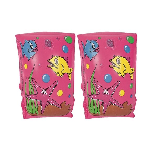 Set of 2 Multi-Color Sea World Inflatable Swimming Pool Arm Floats for Kids 3-6 Years