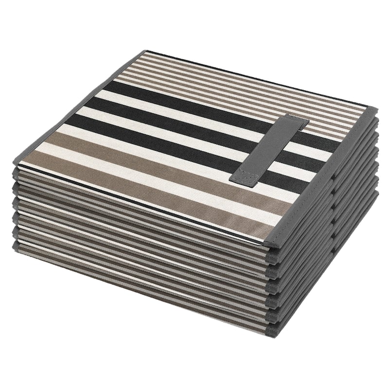 Sorbus Foldable Storage Cube Basket Bin, Vertical Stripe Line Pattern (6 Pack, Black)