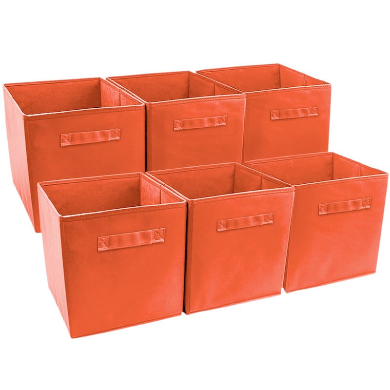 Sorbus Foldable Storage Cube Basket Bin (6 Pack, Orange)