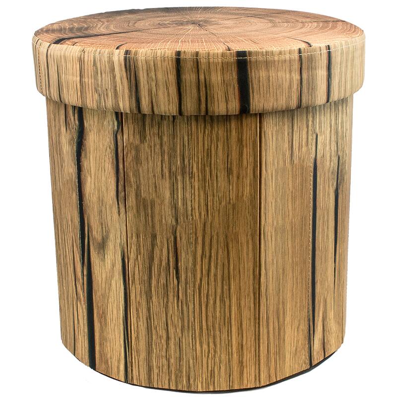Sorbus® Tree Stump Ottoman Cube – Foldable/ Collapsible with Lid Cover (Tree Stump)