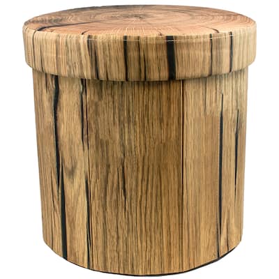 Sorbus® Tree Stump Ottoman Cube – Foldable/ Collapsible with Lid Cover (Tree Stump)