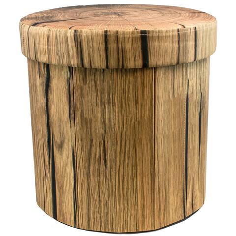 Sorbus® Tree Stump Ottoman Cube  Foldable/ Collapsible with Lid Cover (Tree Stump)