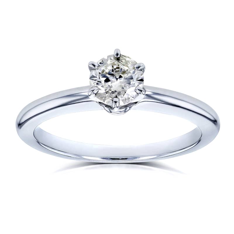 Annello by Kobelli 14k White Gold 1/2ct Solitaire Diamond Petite Engagement Ring (H-I, I1-I2)