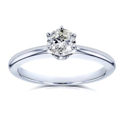 Annello by Kobelli 14k White Gold 1/2ct Solitaire Diamond Petite Engagement Ring (H-I, I1-I2)