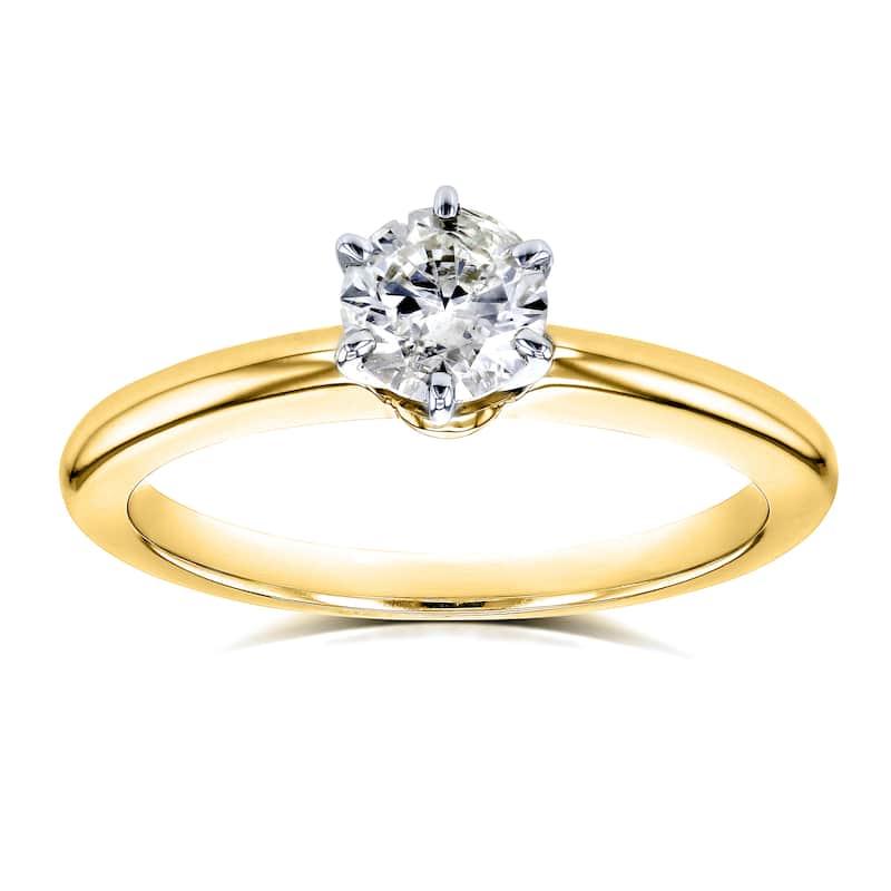 Annello by Kobelli 14k Yellow Gold 1/2ct Solitaire Diamond Petite Engagement Ring (H-I, I1-I2)
