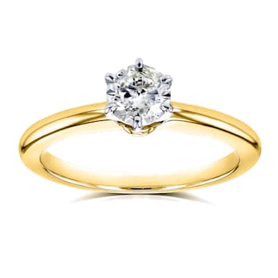 Annello by Kobelli 14k Yellow Gold 1/2ct Solitaire Diamond Petite Engagement Ring (H-I, I1-I2)