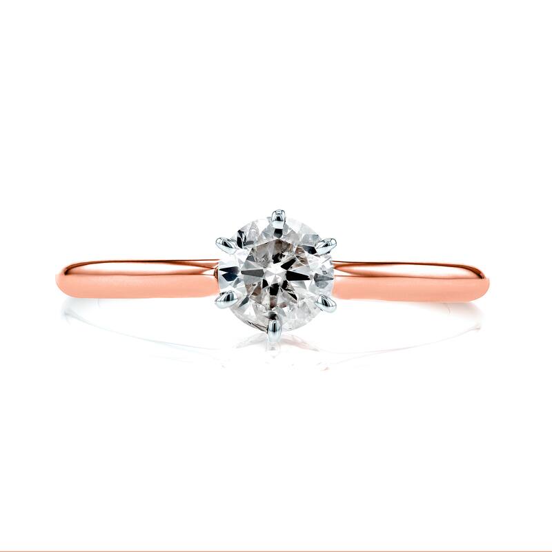 Annello by Kobelli 14k Rose Gold 1/2ct Solitaire Diamond Petite Engagement Ring (H-I, I1-I2)