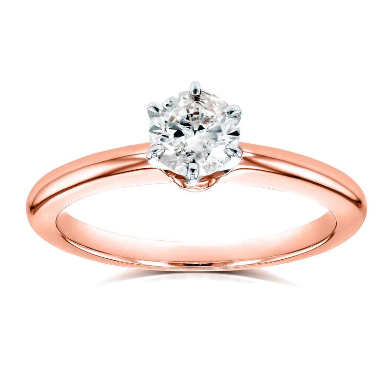 Annello by Kobelli 14k Rose Gold 1/2ct Solitaire Diamond Petite Engagement Ring (H-I, I1-I2)