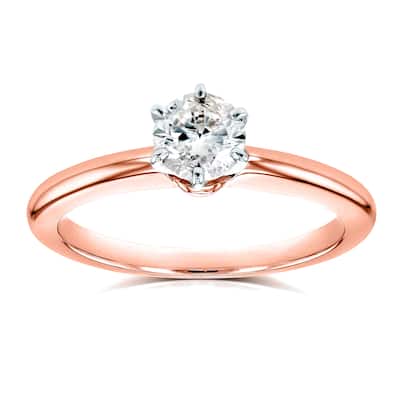 Annello by Kobelli 14k Rose Gold 1/2ct Solitaire Diamond Petite Engagement Ring (H-I, I1-I2)