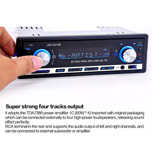D-5 Car Radio Bluetooth MP3 Single Din Car Audio Stereo FM Radio Large Display 12V with Remote FM USB//SD//Aux