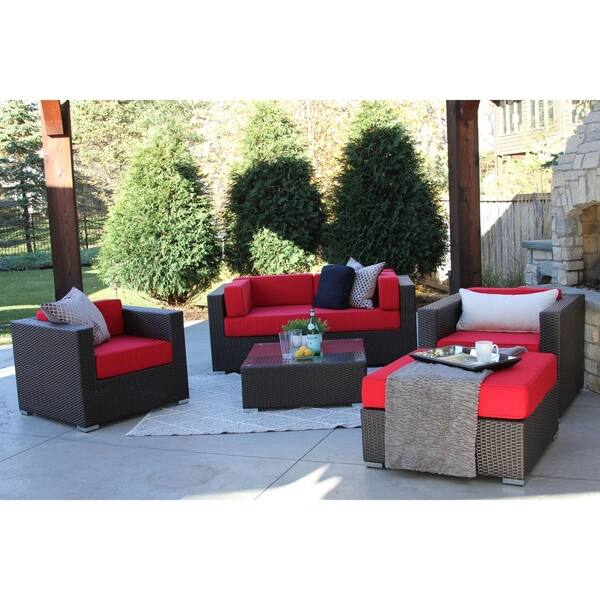 Shop Aldrich 6 Pc Modern Outdoor Rattan Patio Furniture Sofa Set