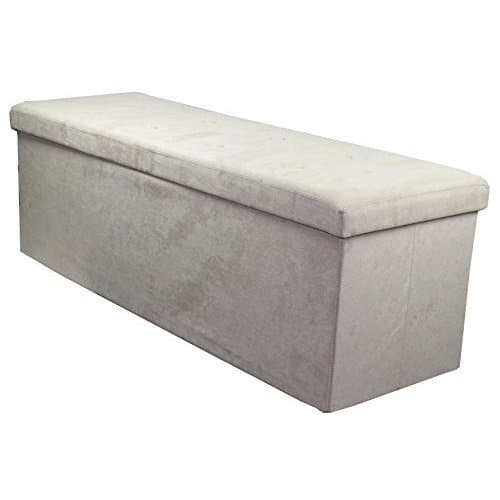 Sorbus Storage Bench Chest - Collapsible/Folding Bench Ottoman with Cover Contemporary Faux Suede (Beige)