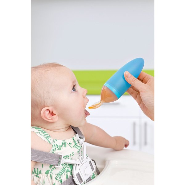 2PK Boon Squirt Blue Silicone Food Feeding Dispensing Spoon//Utensils for Baby