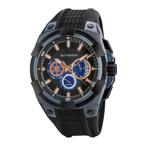 Ray Winton Men's Multi-Function Black Dial Black Silicone Watch