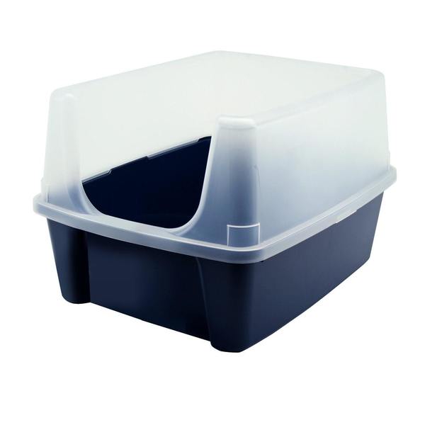 IRIS Open-top Blue Cat Litter Box with Shield