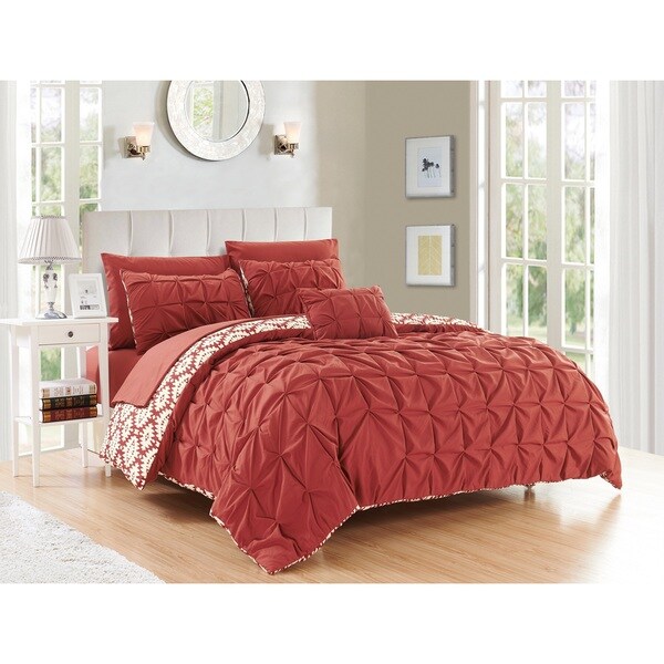 Chic Home Jana 4-piece Reversible Brick Color Duvet Cover Set