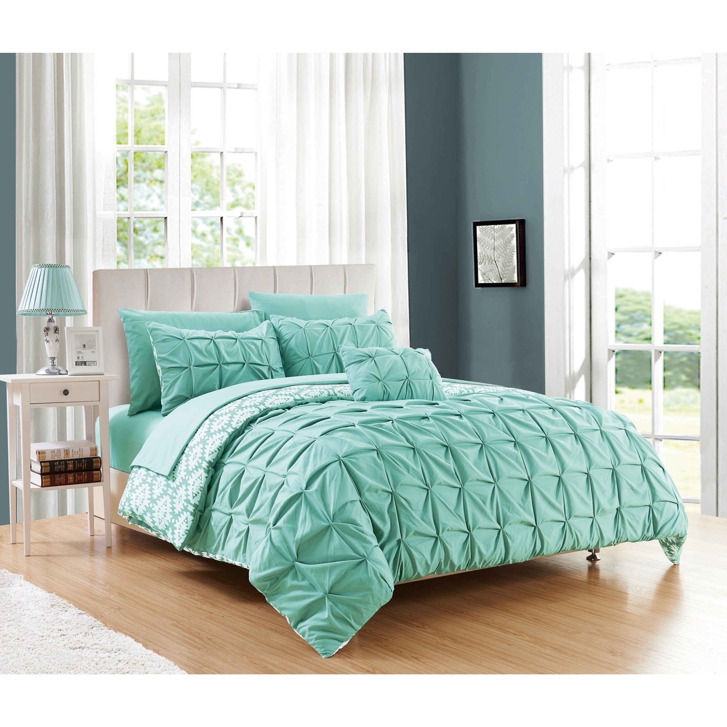 Aqua Reversible Duvet Cover Set 