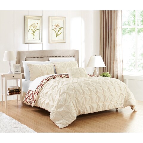 Chic Home Jana 8-Piece Bed in a Bag Reversible Duvet Set, Cream