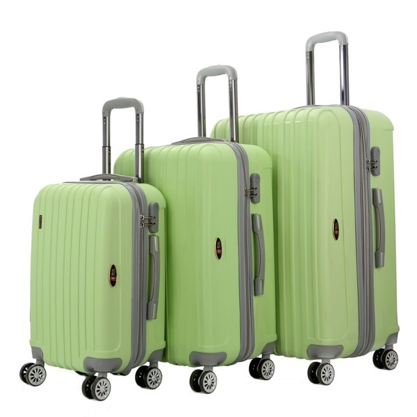 green hardside luggage