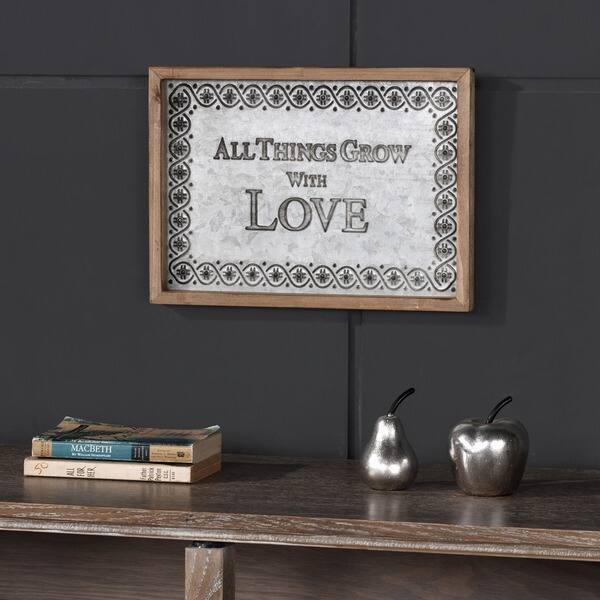 slide 1 of 3, Danya B. "All Things Grow with Love" Framed Metal Art