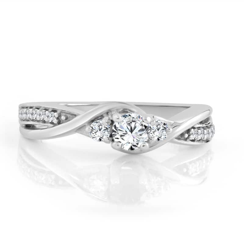 Auriya Round 3-Stone 1/3ctw Diamond Engagement Ring 14k Gold (H-I, I1-I2)