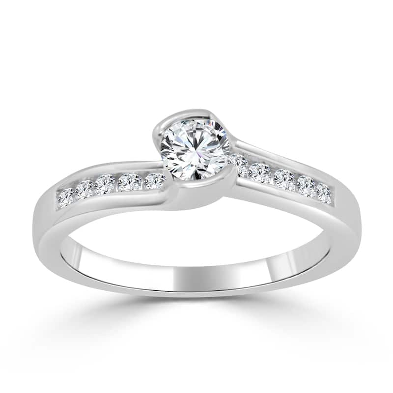Auriya Contemporary 1/2ct TDW Diamond Engagement Ring 14k Gold (H-I, I1-I2) - 4 - White