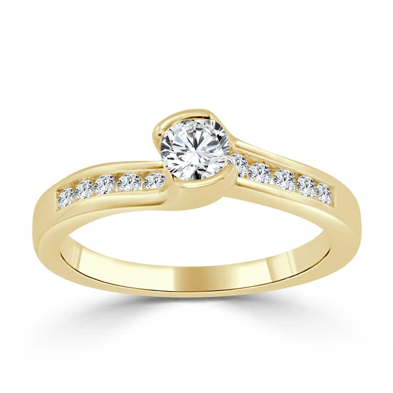Auriya Contemporary 1/2ct TDW Diamond Engagement Ring 14k Gold (H-I, I1-I2) - 4 - Yellow