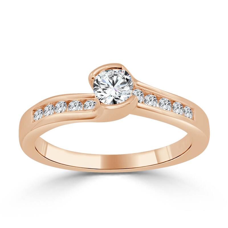 Auriya Contemporary 1/2ct TDW Diamond Engagement Ring 14k Gold (H-I, I1-I2) - 4 - Rose