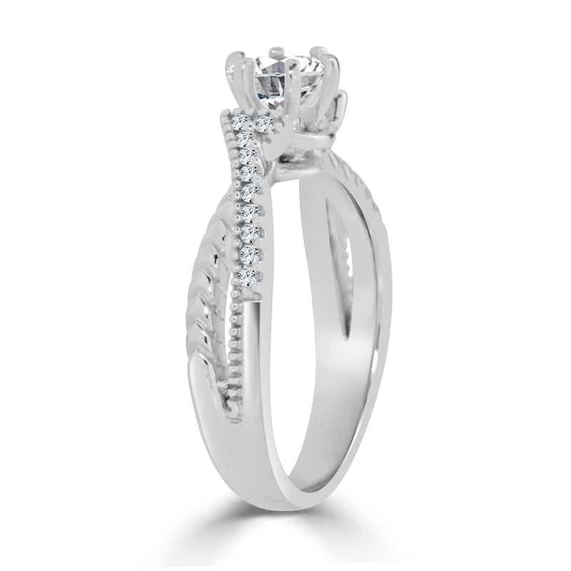 Auriya Round 1/2ctw Modern Carved Diamond Engagement Ring 14k Gold