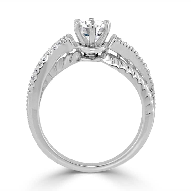 Auriya Round 1/2ctw Modern Carved Diamond Engagement Ring 14k Gold