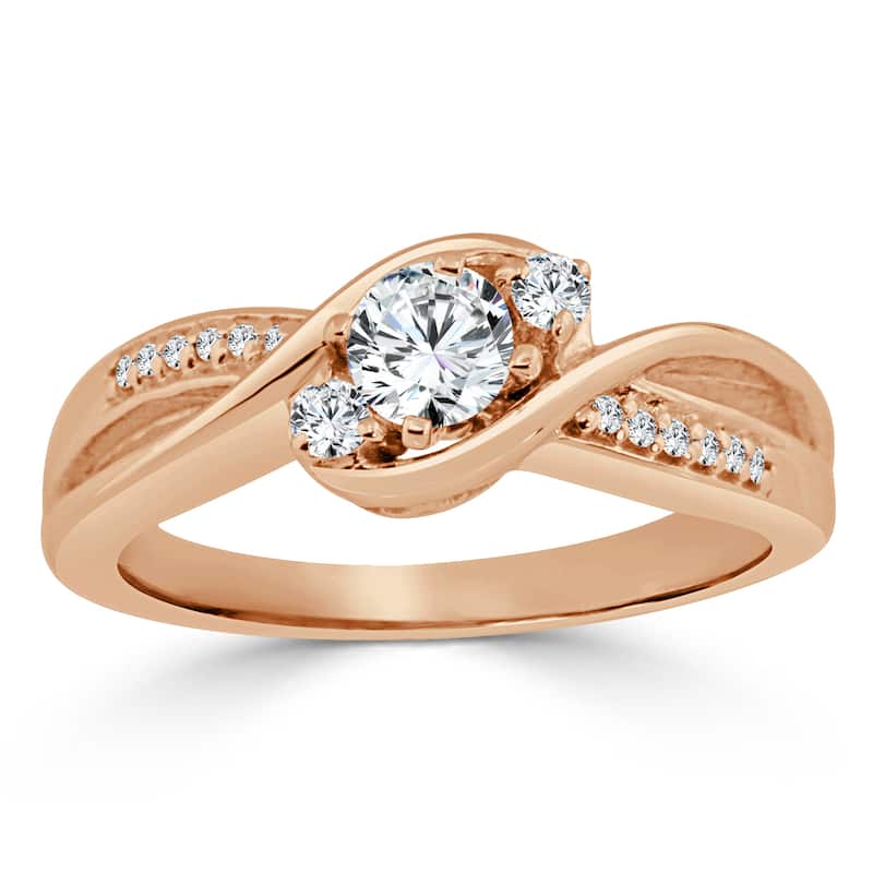 Auriya 3-Stone 1/2ctw Round Diamond Engagement Ring 14K Gold