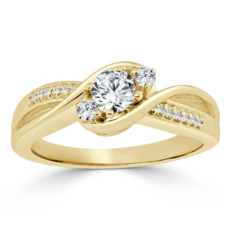Auriya 3-Stone 1/2ctw Round Diamond Engagement Ring 14K Gold