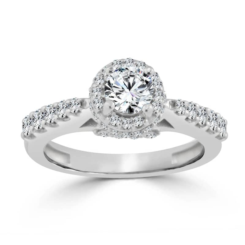 Auriya 1ctw Round Halo Diamond Engagement Ring 14k Gold