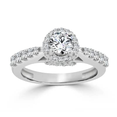 Auriya 1ctw Round Halo Diamond Engagement Ring 14k Gold