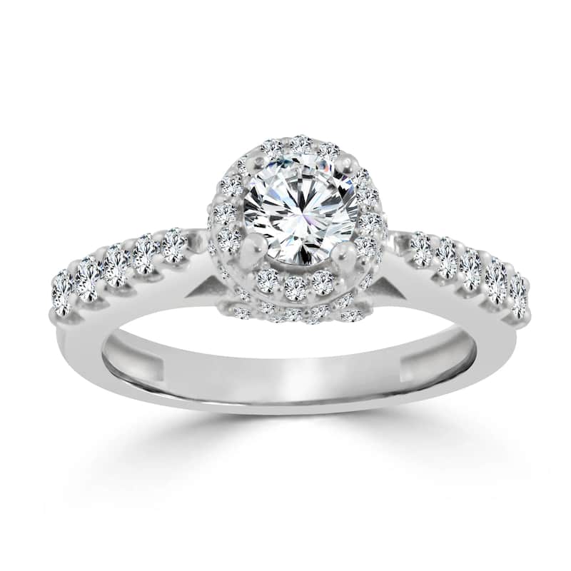 Auriya 1ctw Round Halo Diamond Engagement Ring 14k Gold