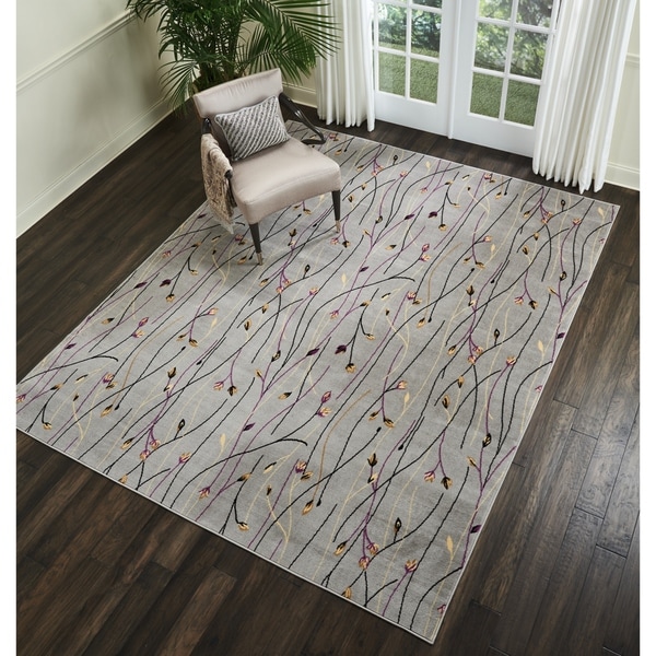 Nourison Grafix Fl Vines Grey Area Rug 7 10 X 9 Free Nourison Grafix Fl Vines Grey Area Rug 7 X27 10 X