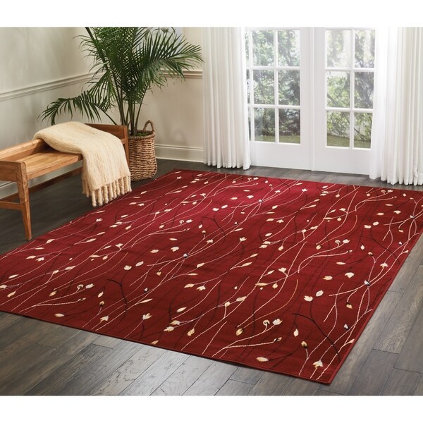 Nourison Grafix Floral Vines Red Area Rug - 5'3 X 7'3