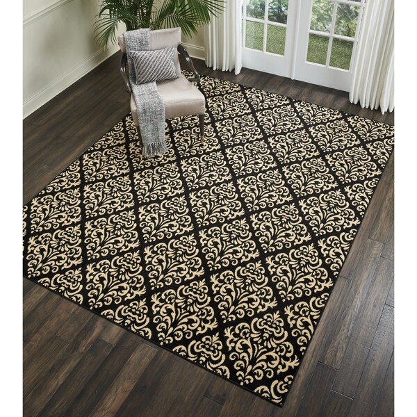 Nourison Grafix Black Cream Damask Area Rug 7 10 X 9 Nourison Grafix Black Cream Damask Area Rug 7 X27 10 X 9