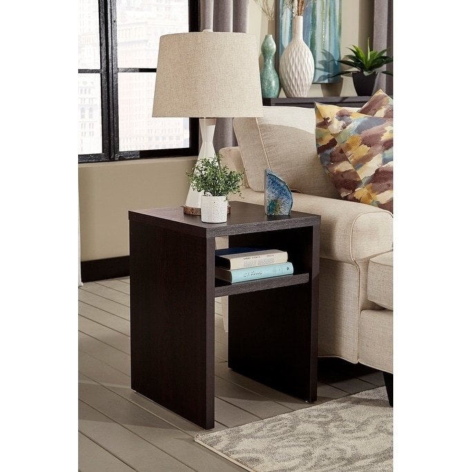 DHP Rosewood Tall Small Space Square End Table, Brown