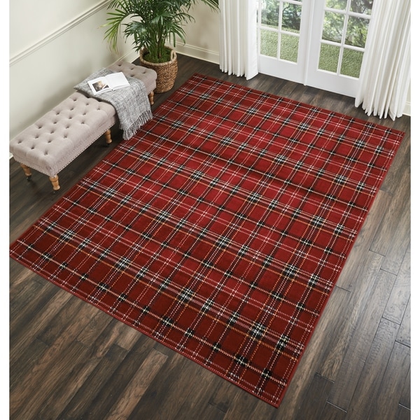 Nourison Grafix Red Plaid Area Rug 7 10 X 9 On Nourison Grafix Red Plaid Area Rug 7 X27 10 X
