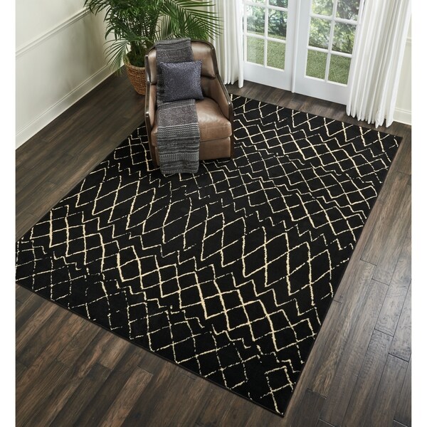Nourison Grafix Black Moroccan Area Rug - 5'3" x 7'3"