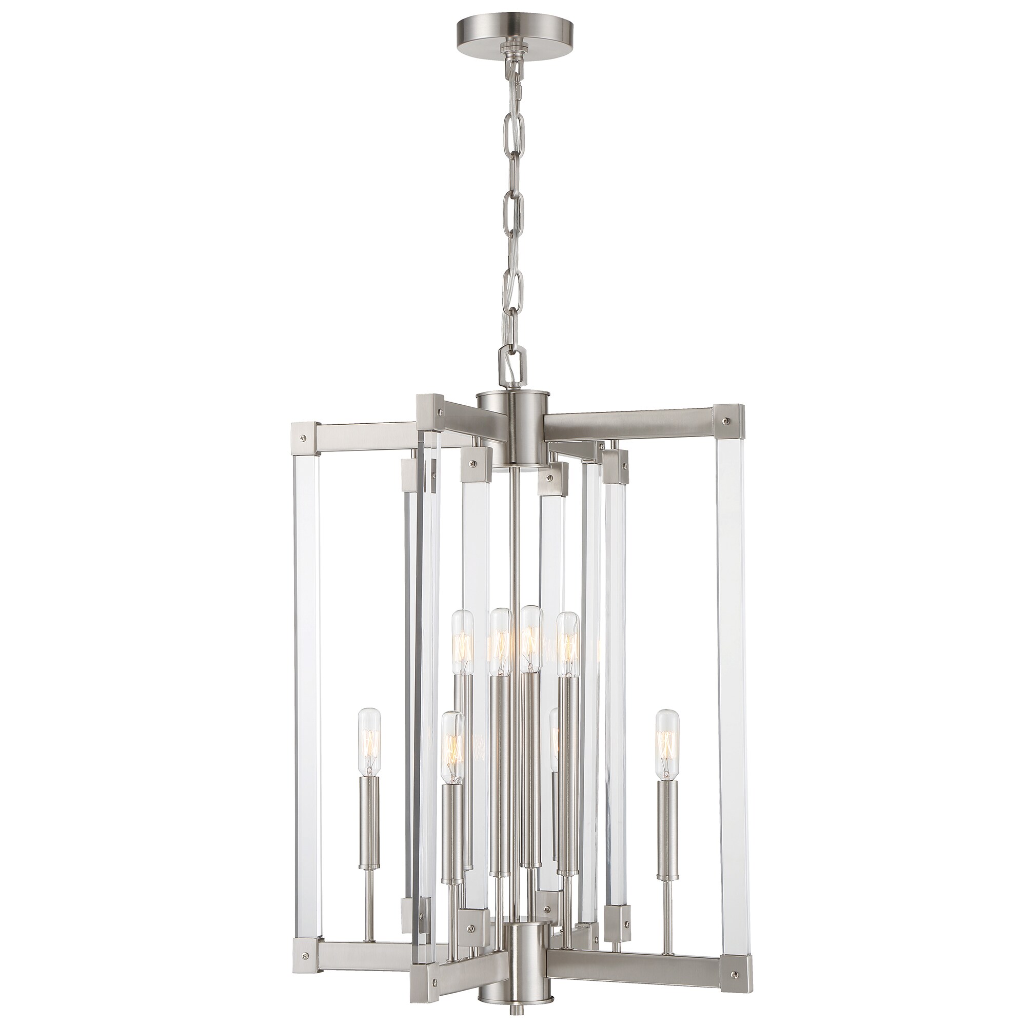 Varaluz Halcyon Satin-nickel-finished Steel and Acrylic 60-watt 8-light Chandelier (Satin Nickel) - Chandeliers For Bedrooms by Overstock.com