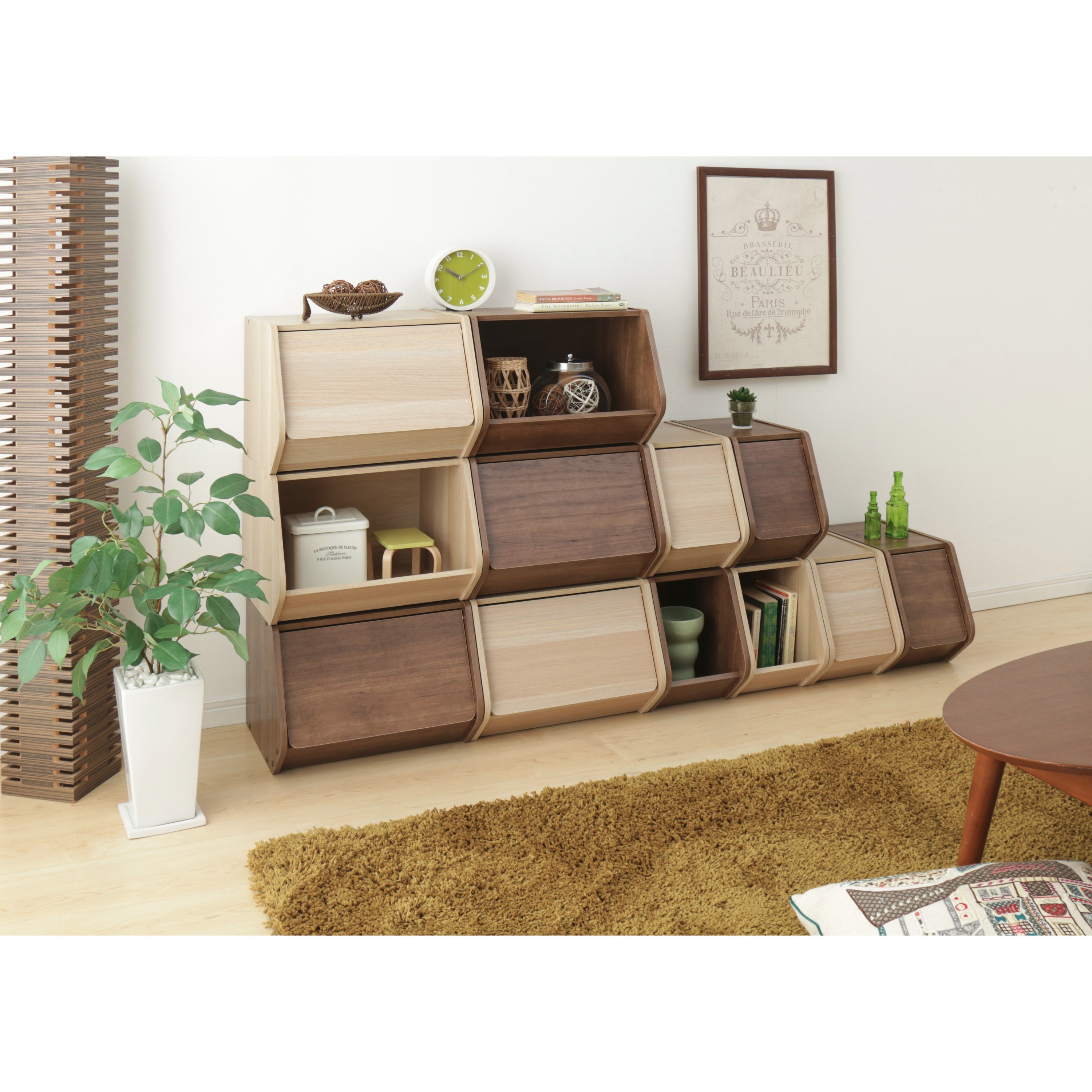 IRIS TACHI 13H Modular Stacking Storage Box With Drawers, Light Brown -  Yahoo Shopping