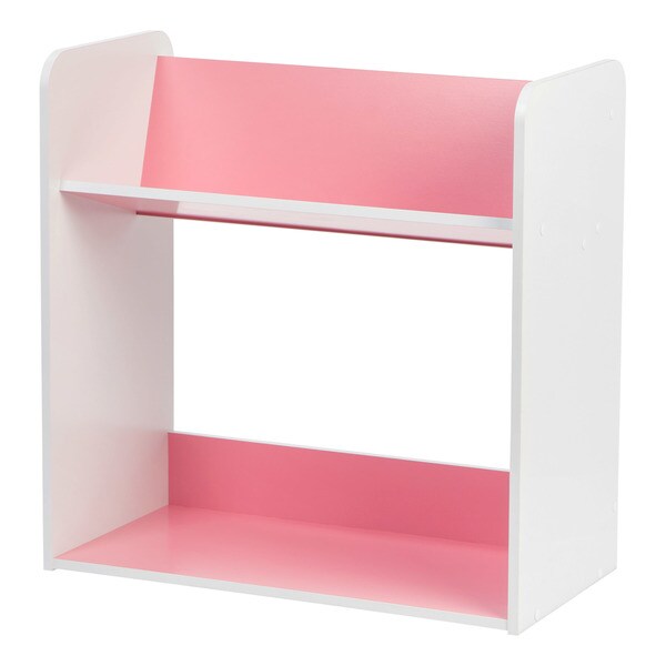 2-tier Pink and White Tilted Shelf Book Rack - Overstock - 16836149
