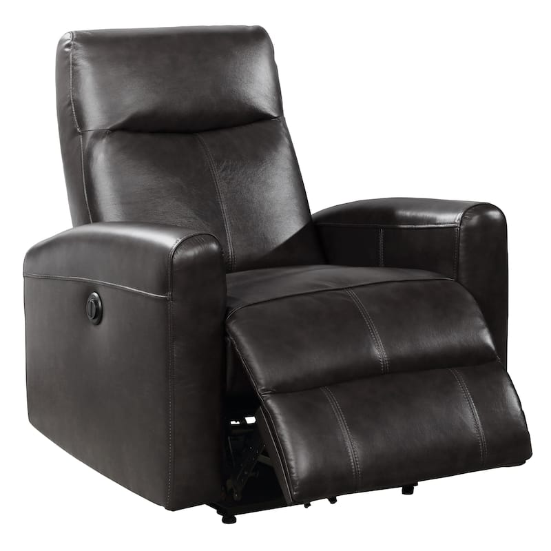 Eli Contemporary Leather Living Room Power Recliner with Lumbar Massage - Black