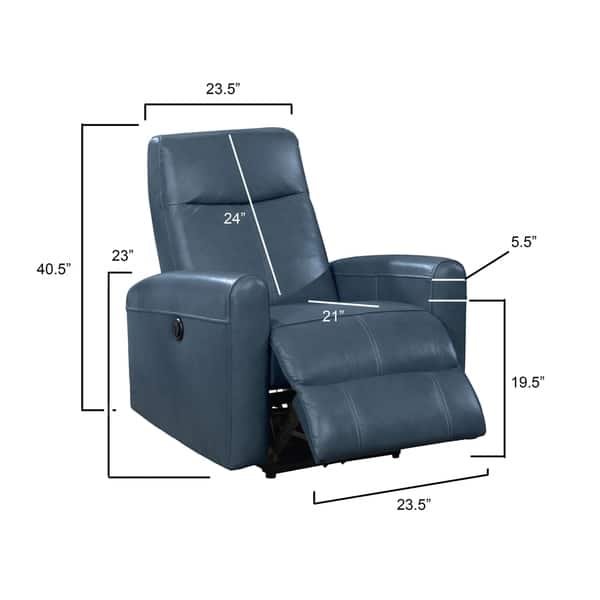 dimension image slide 0 of 3, Eli Contemporary Leather Living Room Power Recliner with Lumbar Massage