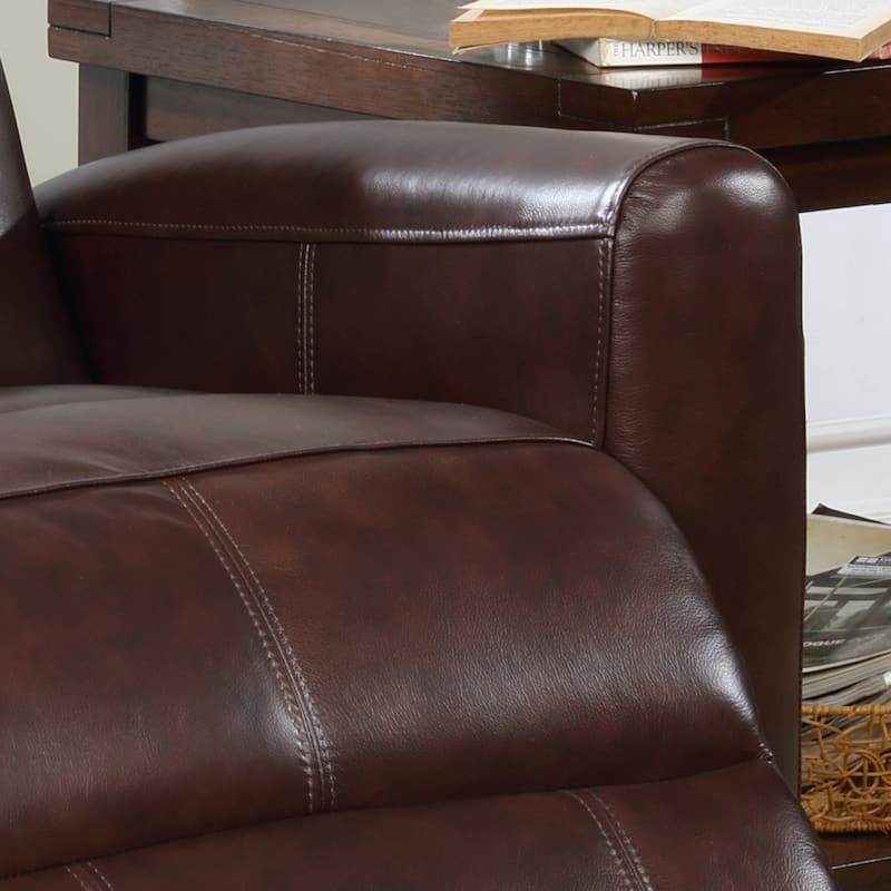 Eli Contemporary Leather Living Room Power Recliner with Lumbar Massage
