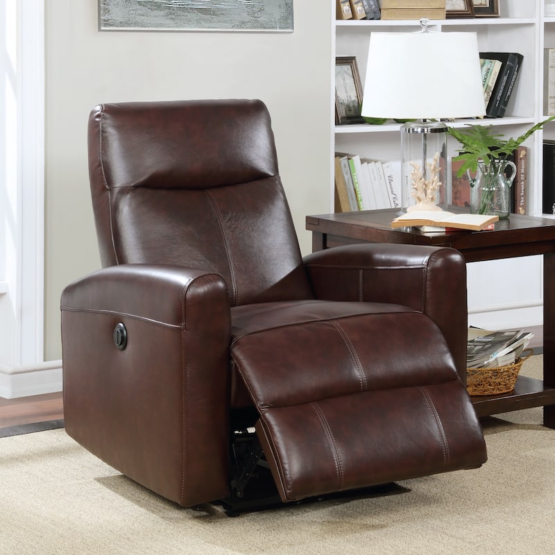 Eli Contemporary Leather Living Room Power Recliner with Lumbar Massage