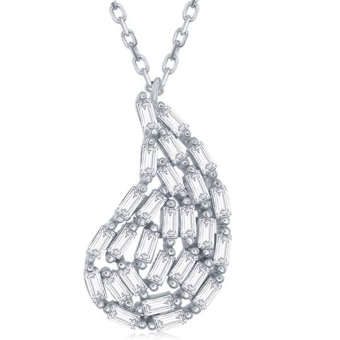 Sterling Silver 16+1" Baguette Nugget Shaped Necklace
